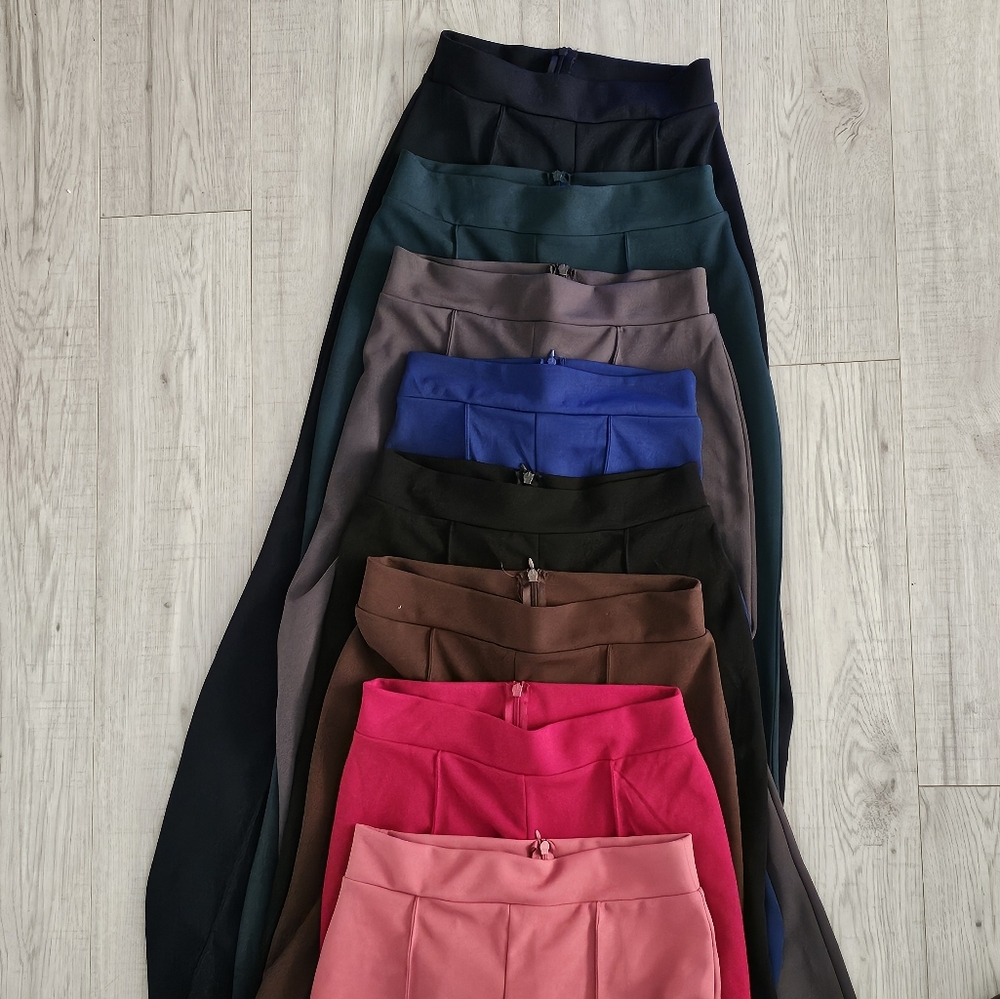 Navy Blue Highwaist Pintuck Seam Front Dress Pants - Picture 4 of 6
